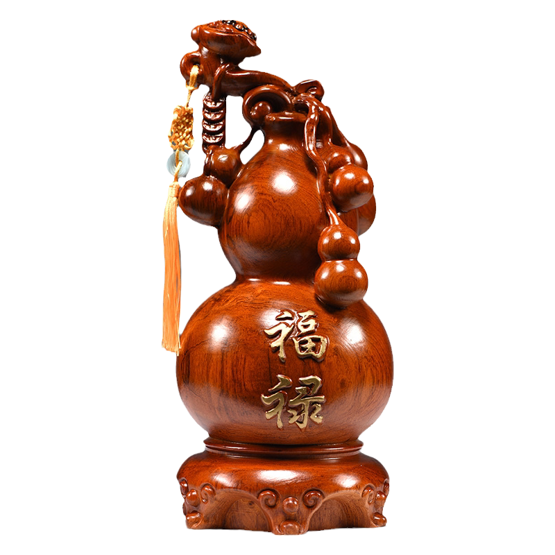 花梨木雕葫芦摆件实木雕刻送礼