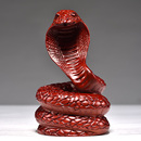 饰品红木工艺品 红色木蛇摆件红花梨实木雕刻木制眼镜蛇生肖家居装