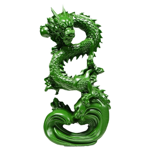 纯木龙摆件绿色木质盘龙吉祥物青龙年生肖实木雕刻木头补角工艺品