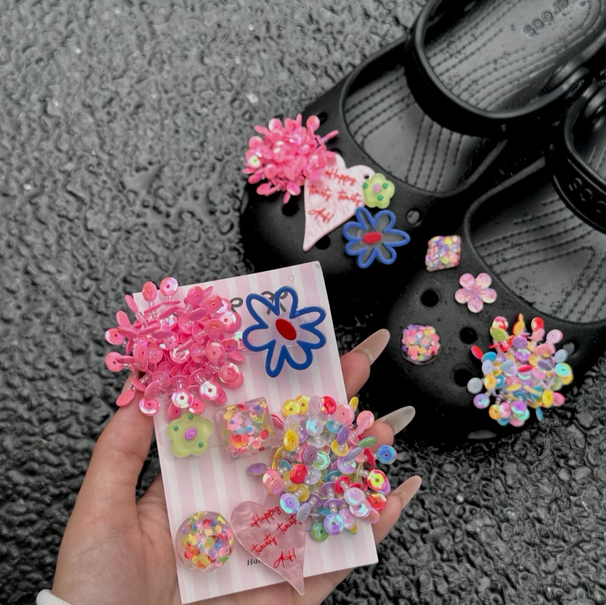 Mosin茉昕洞洞鞋鞋花cro鞋扣