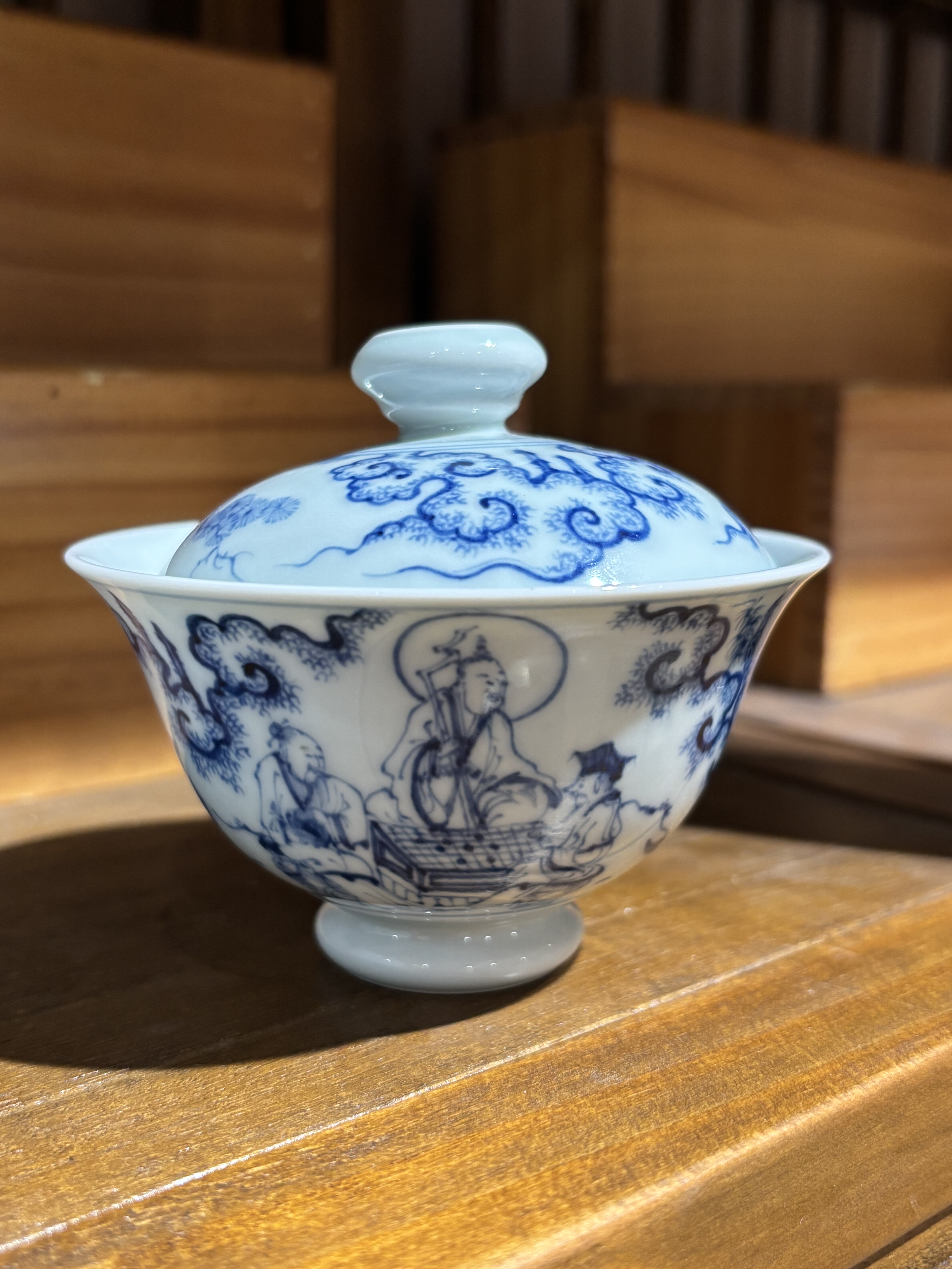 微瑕空白期三星对弈盖碗