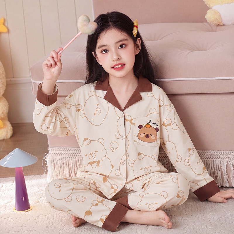 女孩春秋季纯棉长袖十三高中秋天女童冬天格子七岁潮十五儿童睡衣