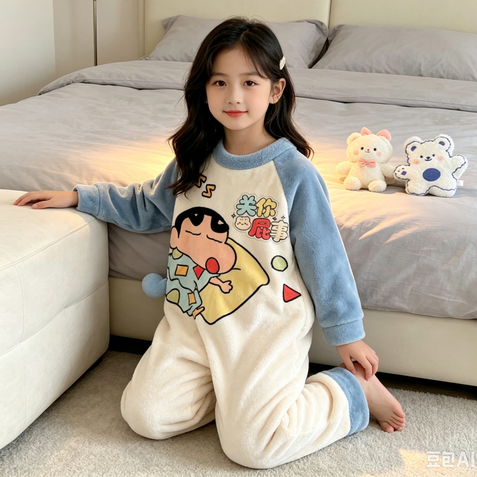 睡衣女童连体秋冬款珊瑚绒加厚宝宝冬季法兰绒儿童防踢草莓熊大童