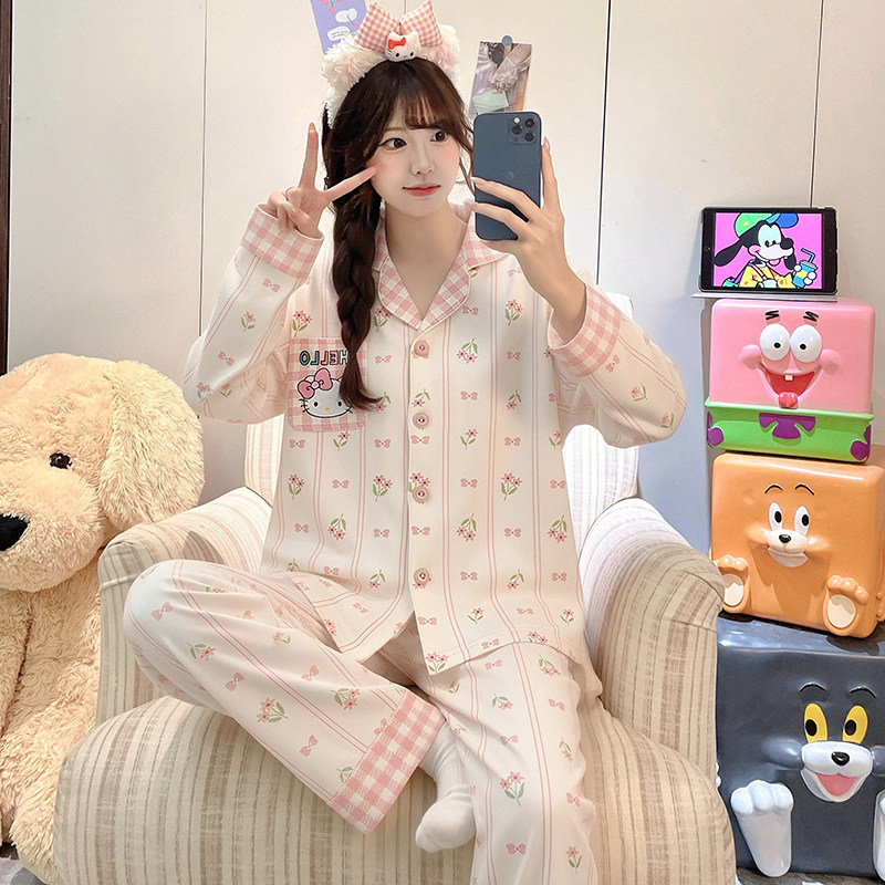 儿童收边女孩睡衣春秋季长袖冬纯棉女童小朋友睡裤孩子十四家居服