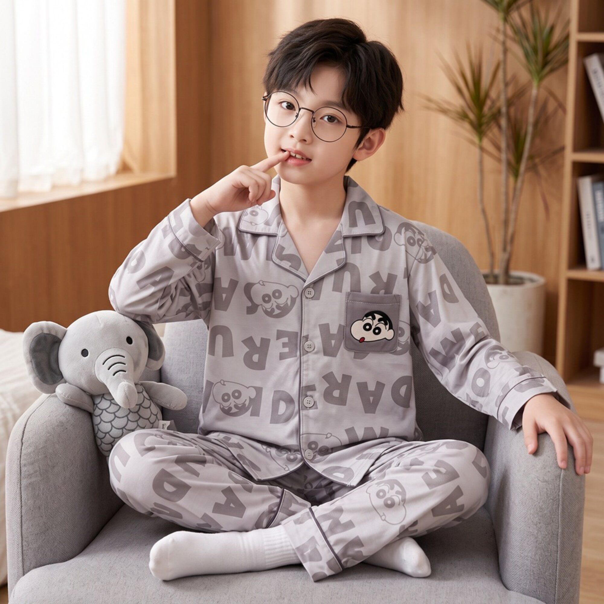 儿童睡衣男孩云感棉春秋季哥哥冬天空调服男童动漫男童空调服冬天