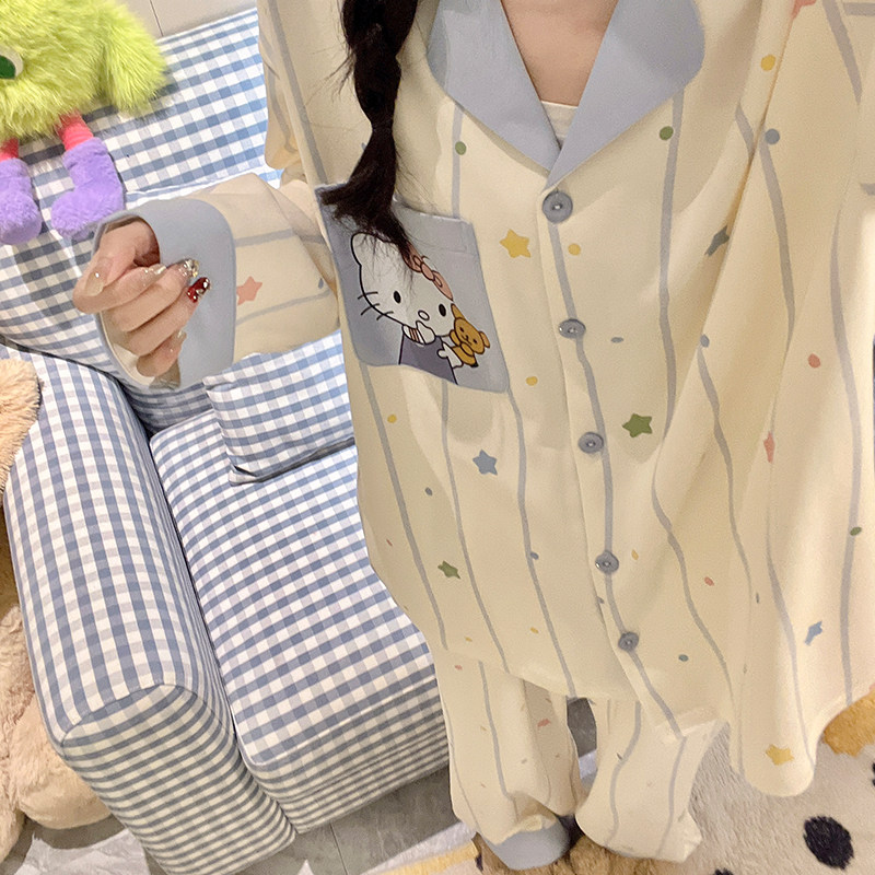 卡通兔女孩冬天长袖睡衣纯棉儿童春秋季女童四季秋装空调房家居服