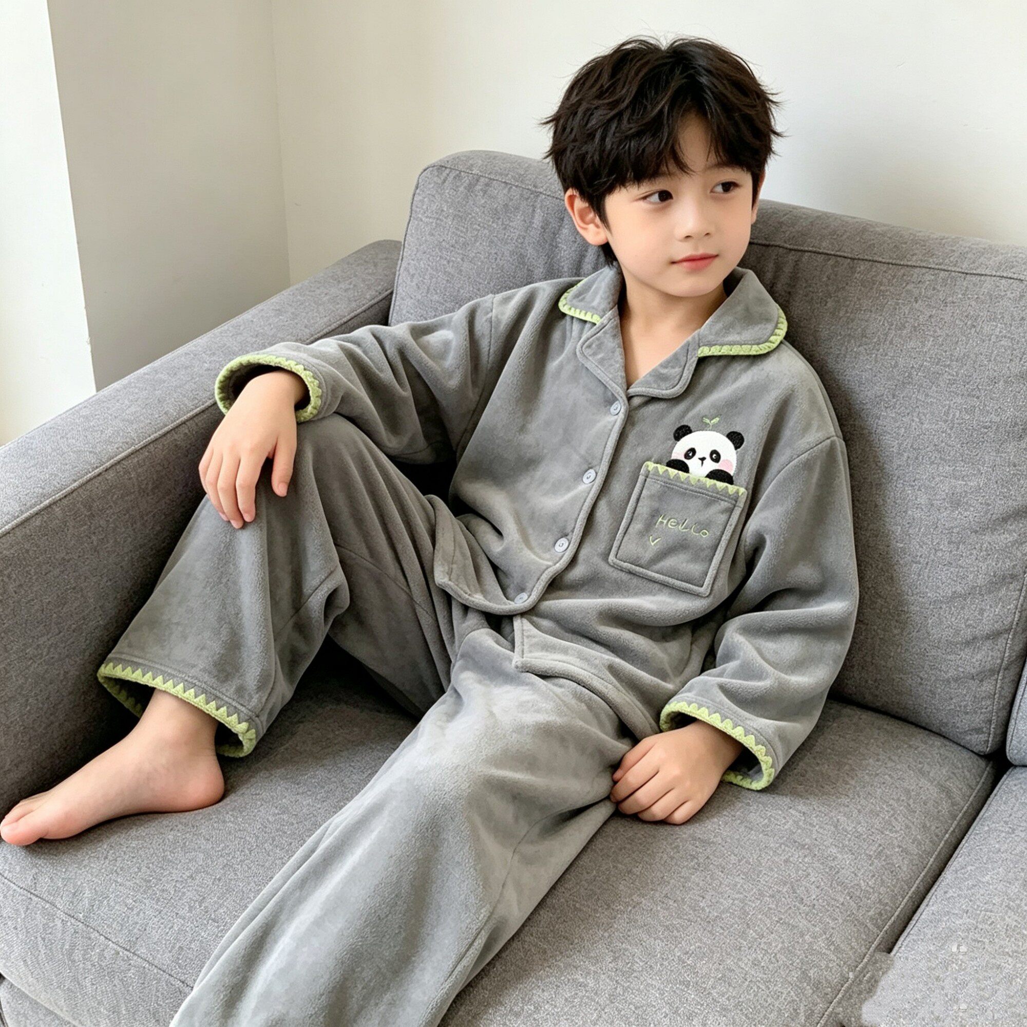 男童睡衣秋冬款珊瑚绒青少年学生海岛绒套装男孩动漫儿童冬季加厚