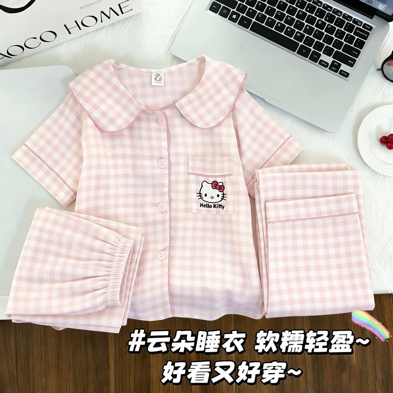女童云朵棉睡衣夏季薄款三件套儿童空调房女孩十五周岁新款宝宝女