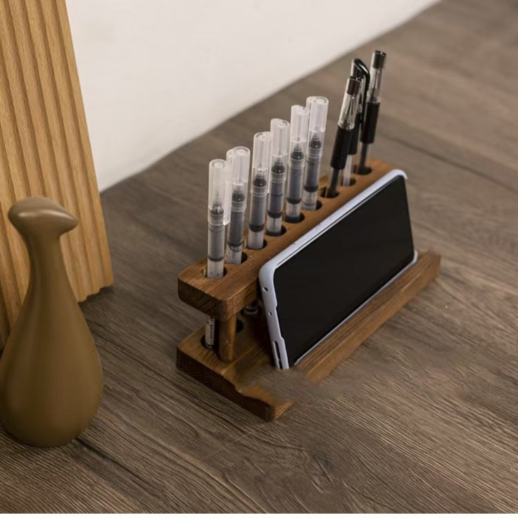 木质笔架笔筒手机支架多功能中式实木质插盒办公桌面创意文具收纳,收纳整理,笔筒,淘宝优惠券,粉丝福利购,淘宝优惠卷