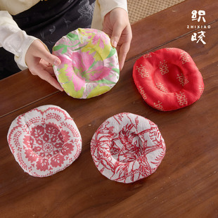 新中式布艺壶承盘茶道配件盖碗茶壶茶杯垫隔热垫宋代美学茶席垫子