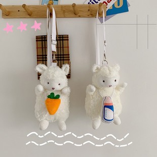 进口网红INS可爱小羊毛绒包包2020卡通小女包时尚 学生单肩斜挎