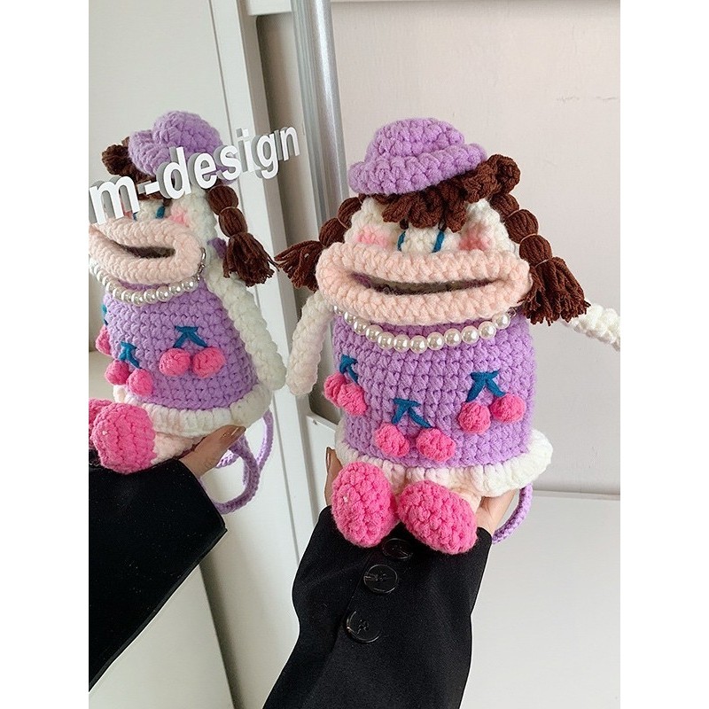 进口bag大嘴妹手机包毛线编织手工钩针成品女可爱卡通零钱包斜挎,服饰配件/皮带/帽子/围巾,DIY编织材料包,淘宝优惠券,粉丝福利购,淘宝优惠卷