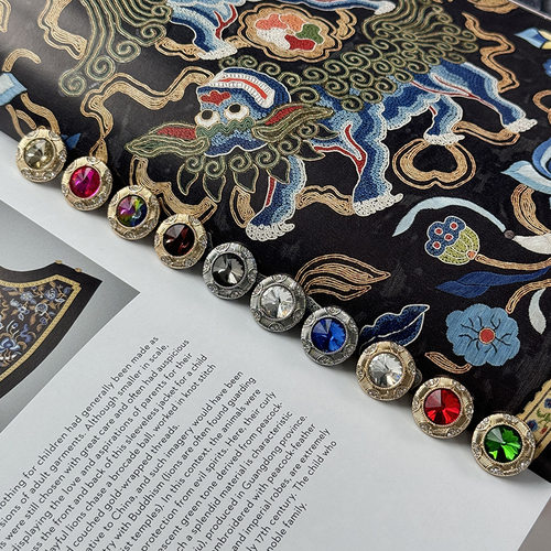 进口 小香风镶钻纽扣合金辅料双面尼大衣外套扣子女士服装扣