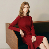 特价 199 映想女装 秋冬季 荷叶边鱼尾毛衣年会针织小红裙连衣裙