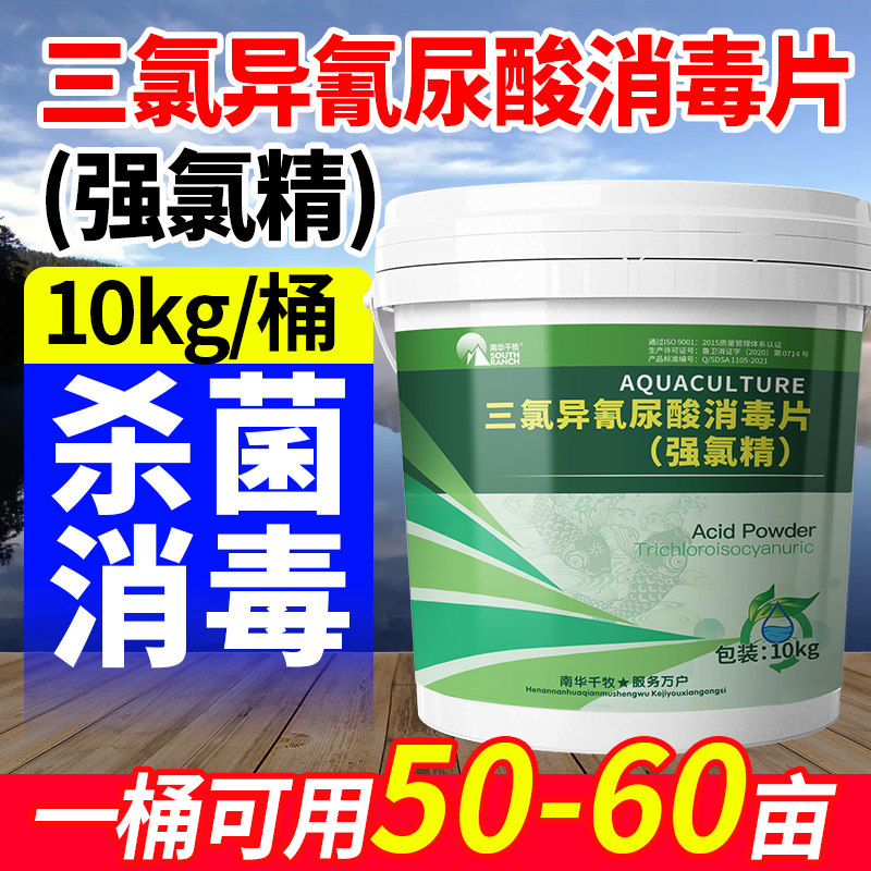 强氯精水产养殖含氯消毒剂鱼池龙虾塘杀菌除高藻效三氯异氰酸片剂