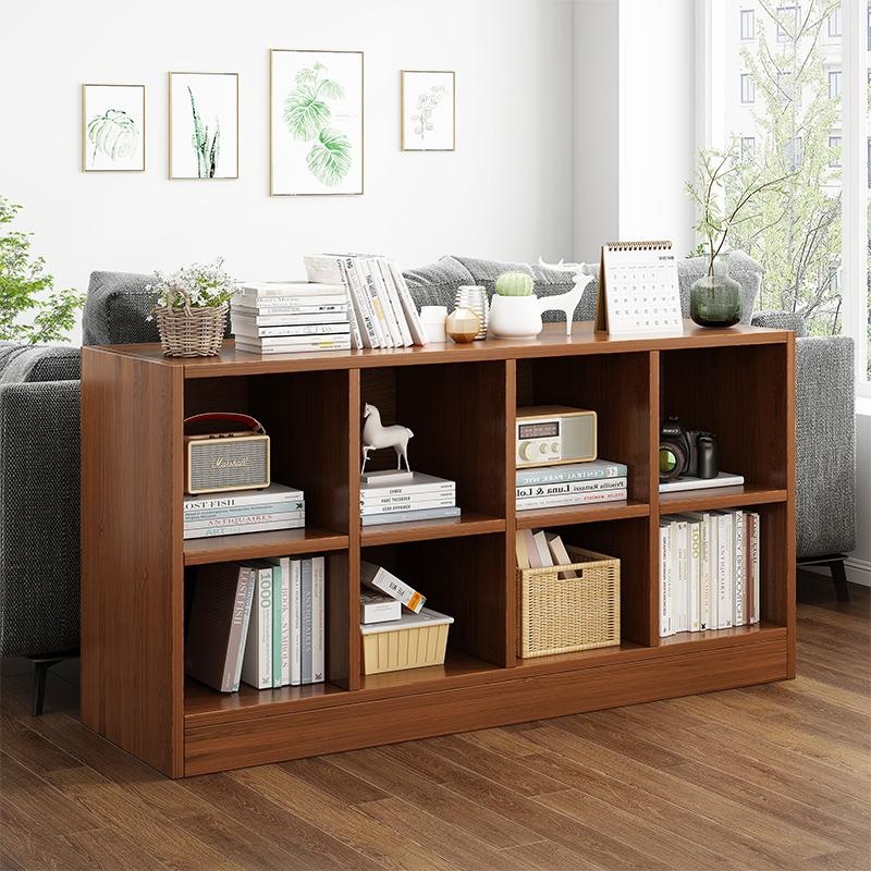 实木格子书柜落地置物架