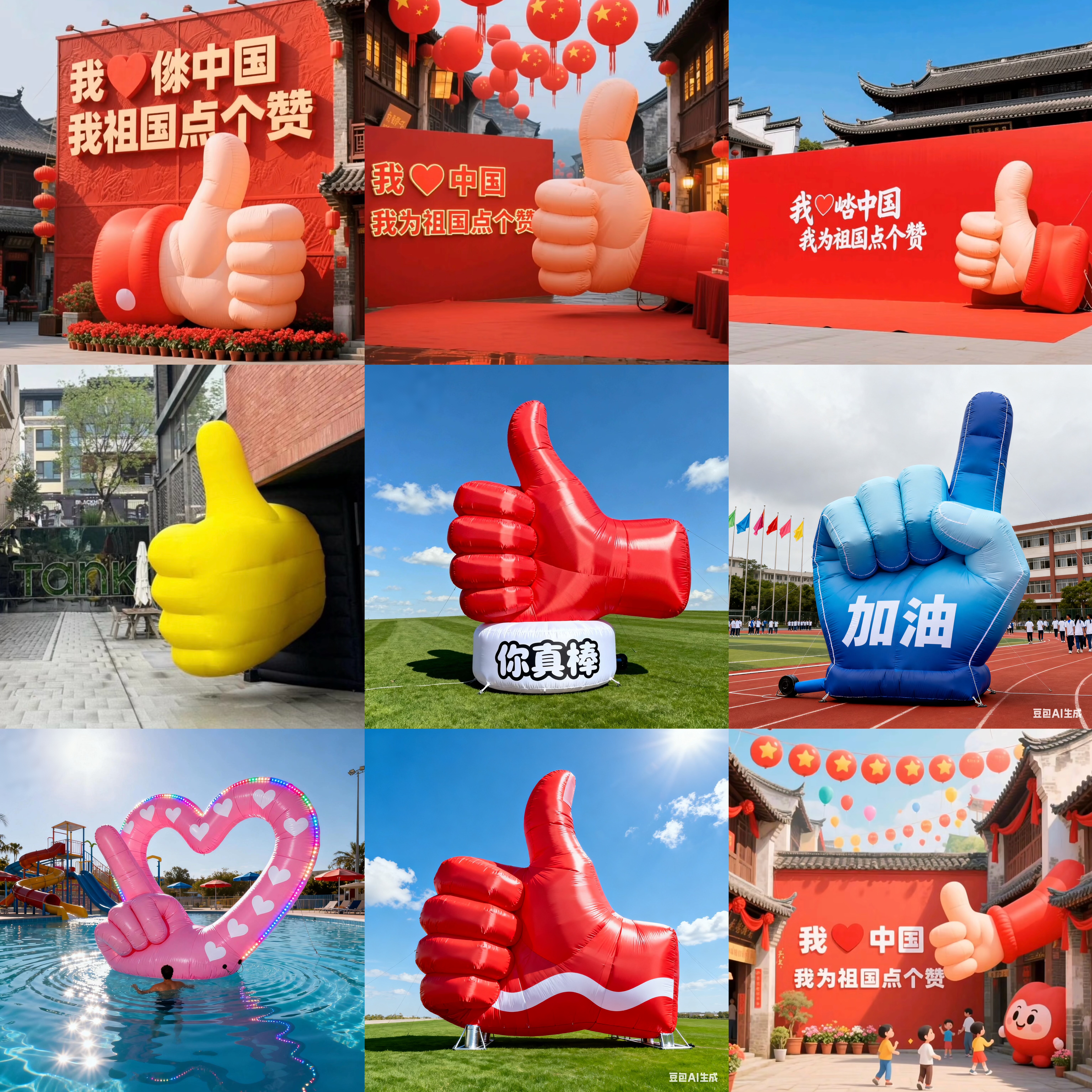 国庆节充气卡通点赞手气模定制大型商场美陈装饰品摆件开业活动