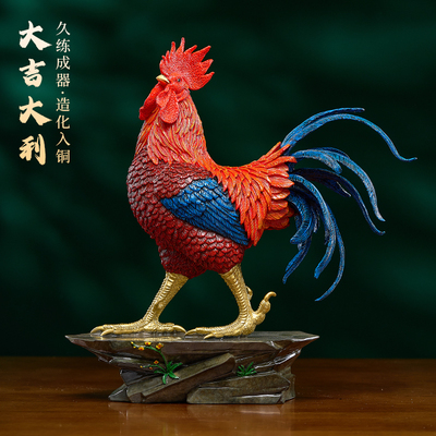 黄铜大吉大利金鸡报喜家居摆件