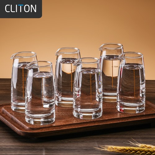 Cliton白酒杯分酒壶倒酒器家用带刻度分酒壶小酒盅100ml6只套装