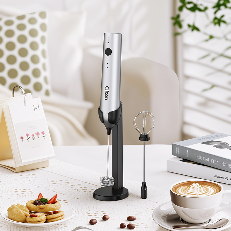 Cliton电动奶泡器手持迷你搅拌棒打发器家用充电款咖啡打泡器