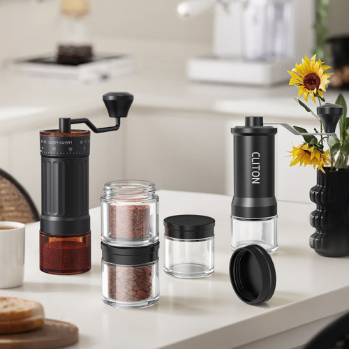 Cliton手摇磨豆机咖啡玻璃粉罐咖啡研磨器配件手动咖啡机器具