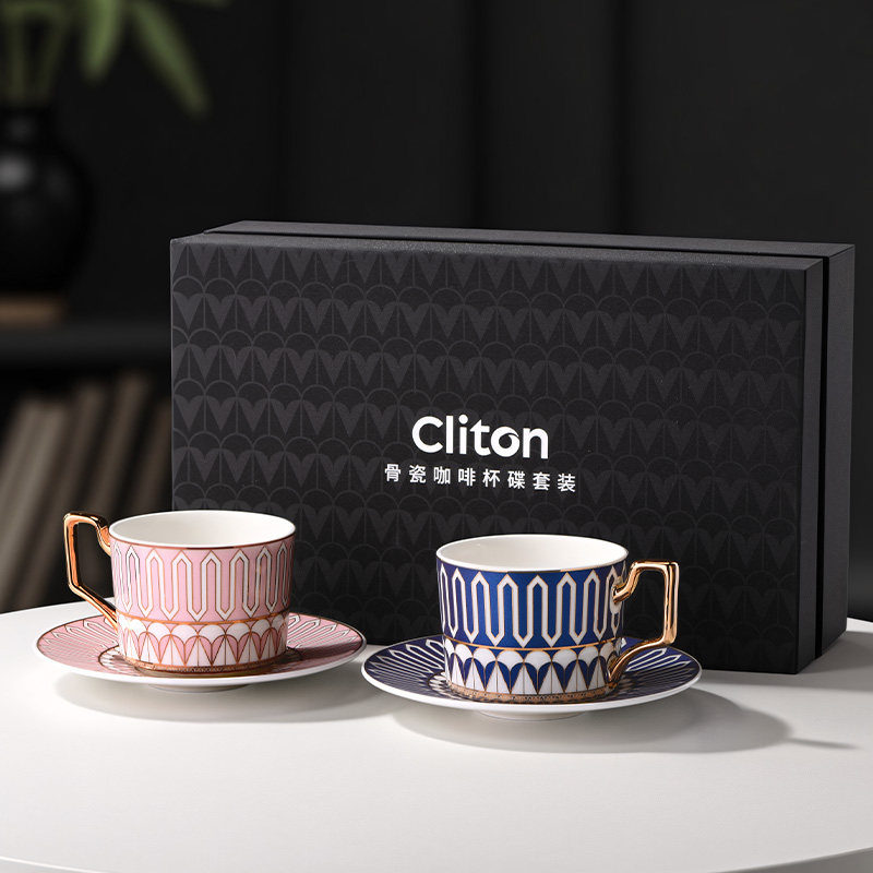 Cliton骨瓷陶瓷咖啡杯碟对杯两只装咖啡杯高级感咖啡杯轻奢咖啡杯,餐饮具,咖啡杯,淘宝优惠券,粉丝福利购,淘宝优惠卷