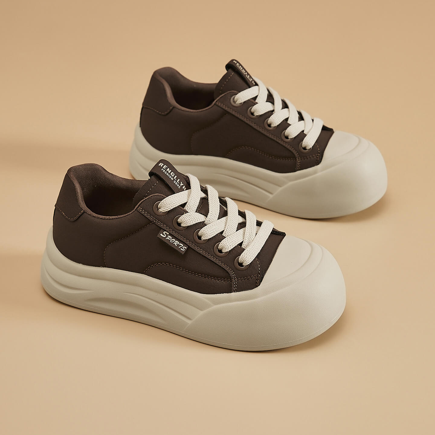 大头真皮厚底增高小白鞋女2025