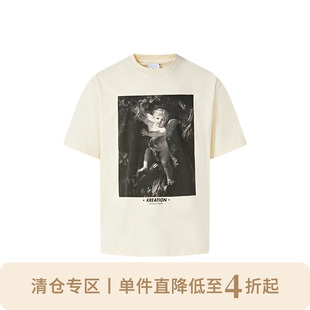 T恤男 KREATE康利直喷黑天使印花高街纯棉通勤短袖 吴宣仪同款
