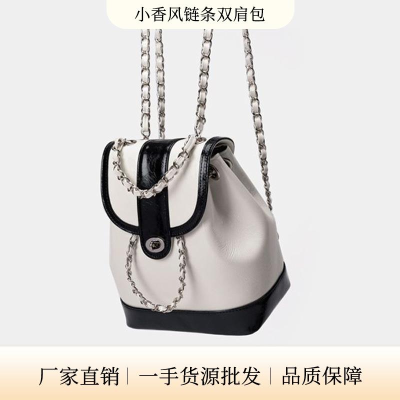 双肩包小巧轻便女包小包女士包油学生蜡皮双肩包香风风背ins韩