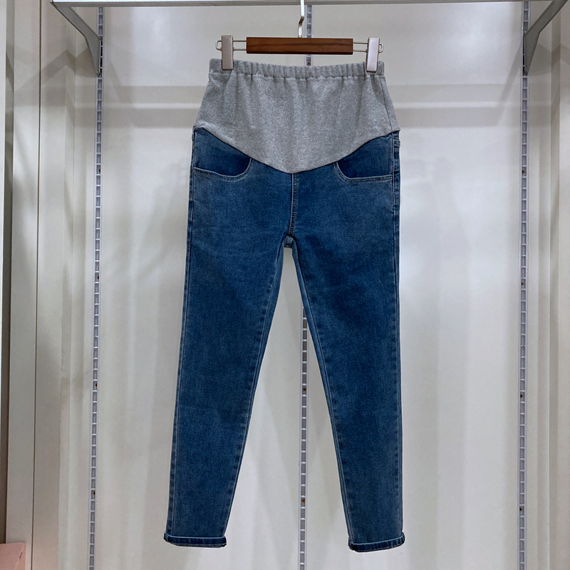 孕之彩2021秋款孕婦高彈力牛仔褲