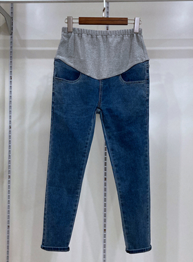 孕之彩秋款孕妇小脚牛仔裤可调节孕妇裤高弹力托腹YWK213153
