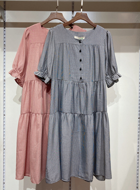 孕之彩夏装孕妇短袖格子连衣裙超薄透气哺乳裙孕妇装YWQ262102