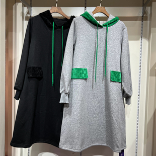 孕之彩秋冬新款孕妇装带帽加绒加厚卫衣裙宽松长上衣YWQ198200