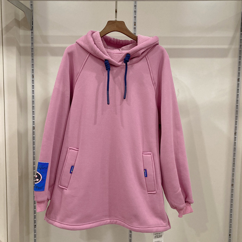 孕之彩秋冬孕妇卫衣加绒加厚宽松连帽中长上衣孕妇装YWS198124