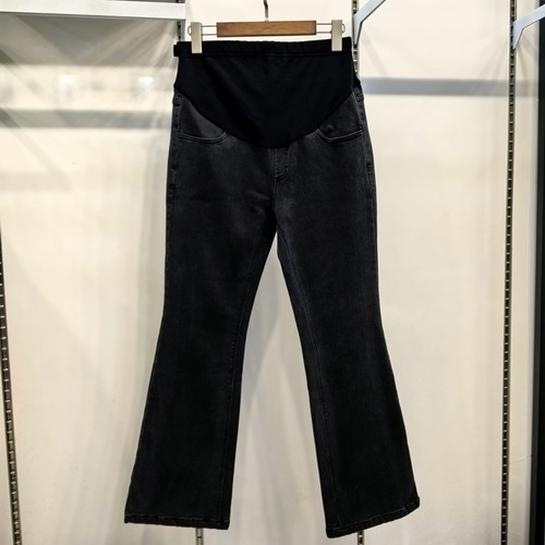 孕之彩冬款加绒微喇叭高弹牛仔裤