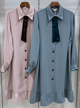 孕之彩秋装新款孕妇装雪纺连衣裙收腰鱼尾裙OL气质职场YWQ173036