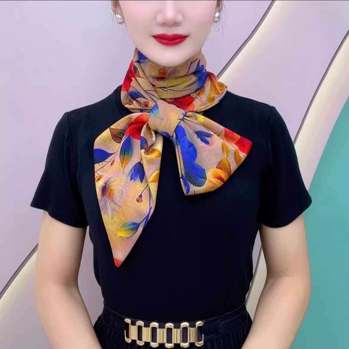 秋冬护颈保暖围脖长条气质围巾女韩版洋气丝巾百搭时尚高级感领巾