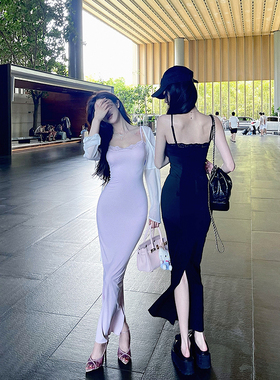 bear熊熊屋【JI致自信】Skim*卡戴珊弹力蕾丝边吊带长裙两色