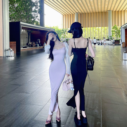 bear熊熊屋【JI致自信】Skim*卡戴珊弹力蕾丝边吊带长裙两色