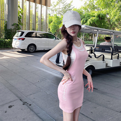 熊熊屋【美式马卡龙】CH克罗某心字母梵文彩色吊带背心裙叠穿性感