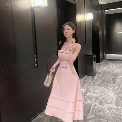 熊熊【温柔千金】包臀/伞摆 白富美水钻蝴蝶结连衣裙d10r大气长裙