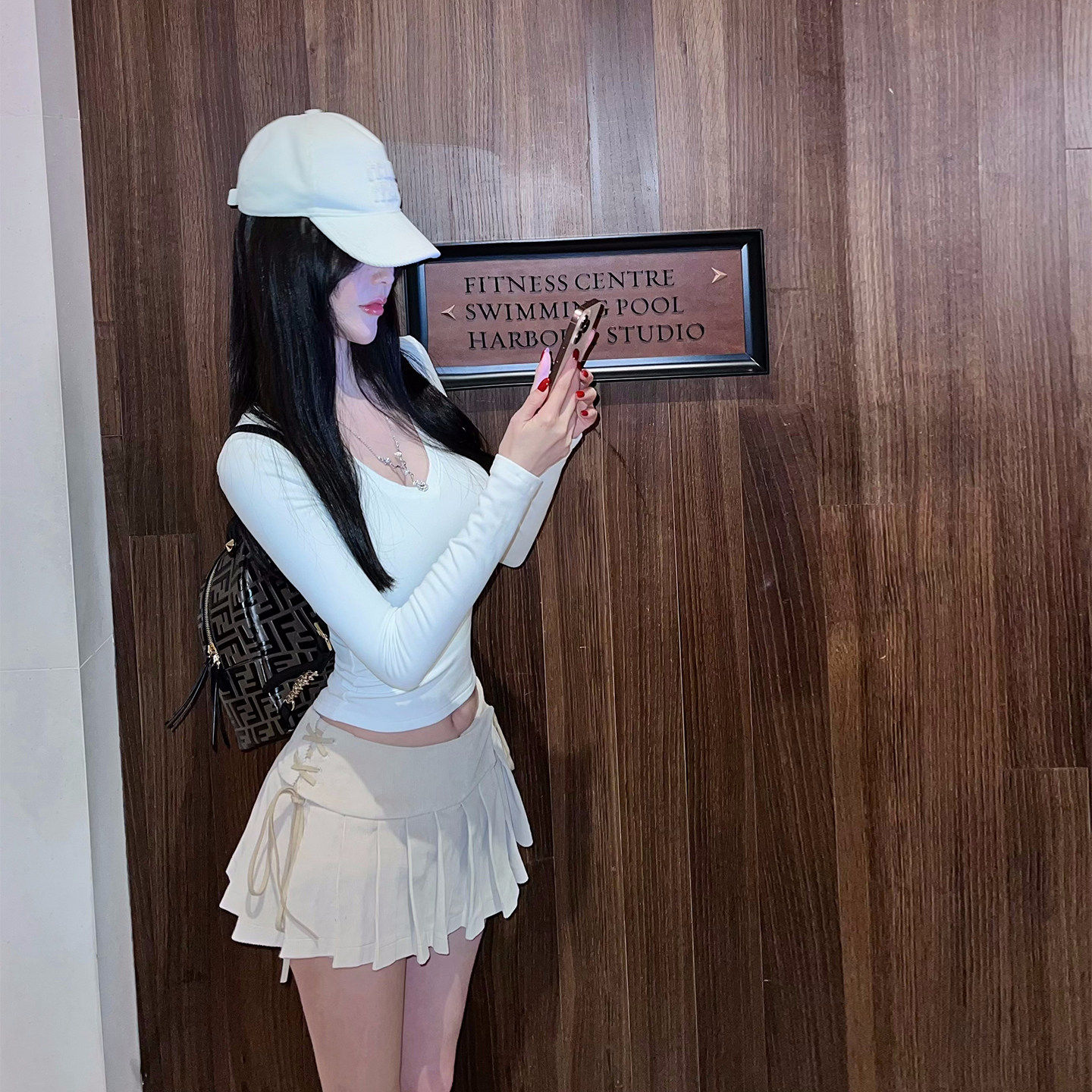 熊熊屋【加州辣妹】熊熊私服 美式甜辣 灯芯绒迷你百褶裙裤