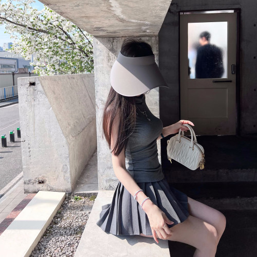 【美少女jk】胸腰腿绝了 半高领针织上衣 迷你百褶短裙韩系学院风