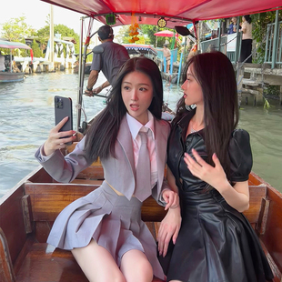 熊熊屋【春日部美少女】不规则高腰外套衬衫百褶学院风jk套装