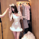 蝴蝶结系带毛茸茸圣诞氛围连衣裙 高克重弹力针织 圣诞兔兔