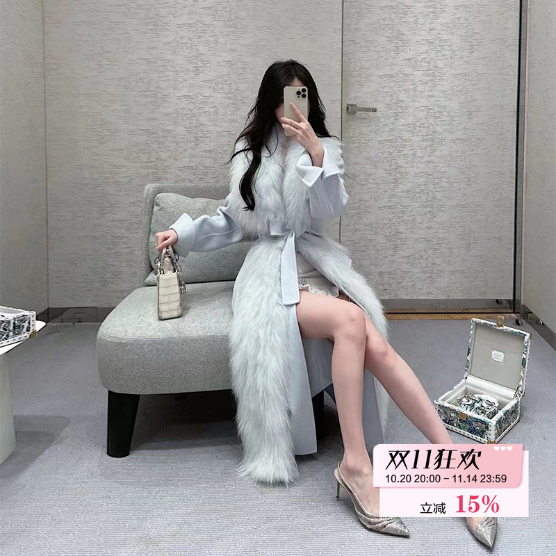 羊毛手工编织貉子毛皮草大衣