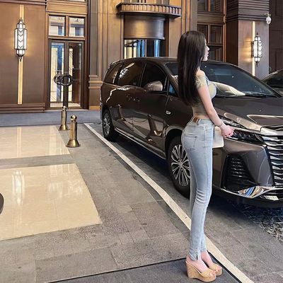 bear熊熊屋【人均长腿】浅色系牛仔裤天花板九分小开叉夏季薄长裤