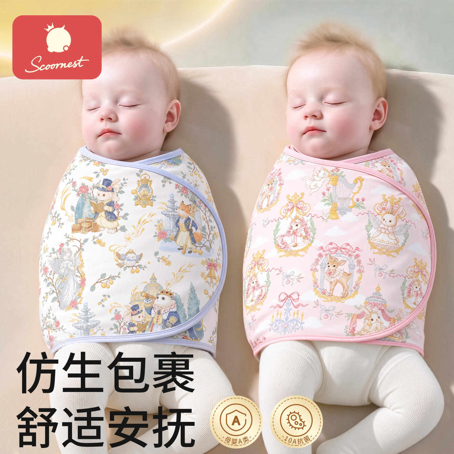 科巢婴儿防惊跳睡袋纯棉包巾包被新生儿襁褓宝宝防惊吓睡觉神器