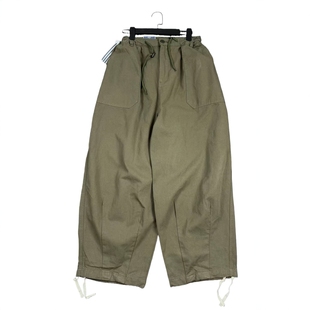 裤 日系复古风宽松阔腿休闲长裤 纯棉男女军绿色抽绳束脚百搭工装