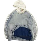 做旧牛仔拼纯棉毛圈 宽松大版 连帽卫衣 嘻哈潮款 高品原包装 牛货